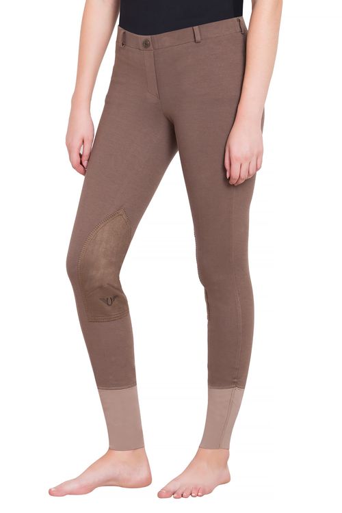 TuffRider Women's Starter Lowrise Pull-On Knee Patch Breeches - Lava Brown