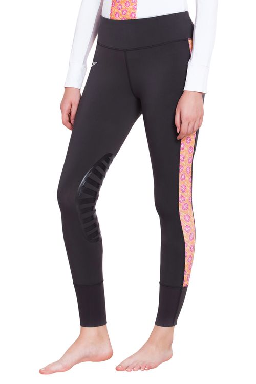 TuffRider Women's Athena EquiCool Riding Tights - Charcoal/Orange