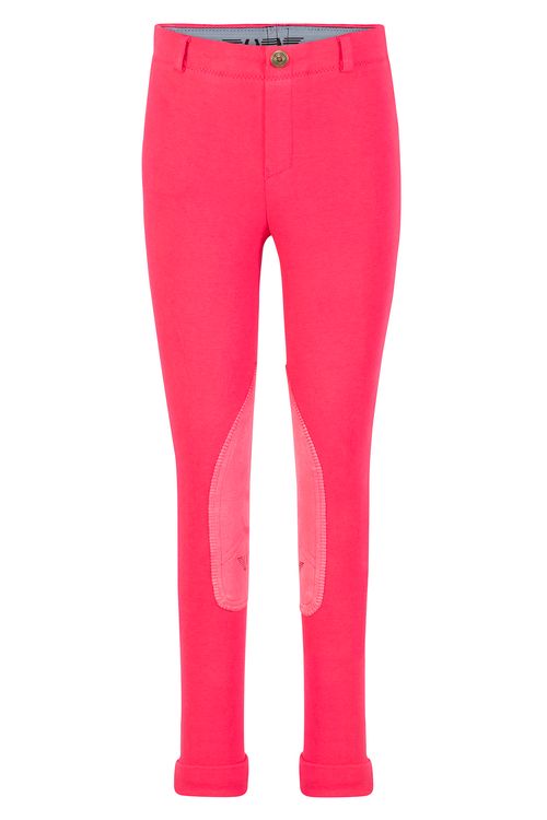 TuffRider Kids' Whimsical Horse Embroidered Pull-On Jodhpurs - Hot Pink/White