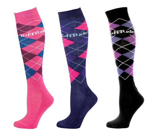TuffRider Women's Argyle Knee High Socks - Pink/Lilac/Black