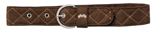 Equine Couture Women's Diamond Quilted Suede Belt W/Diagonal Line - Chocolate/Lt Tan