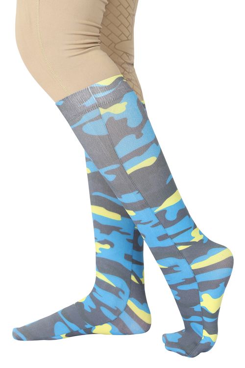 TuffRider Kids' Camo Boot Socks - Navy/Red/Orange