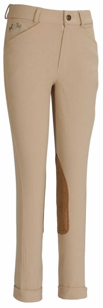 Equine Couture Kids' Coolmax Champion Front Zip Jodhpurs - Safari/Taupe