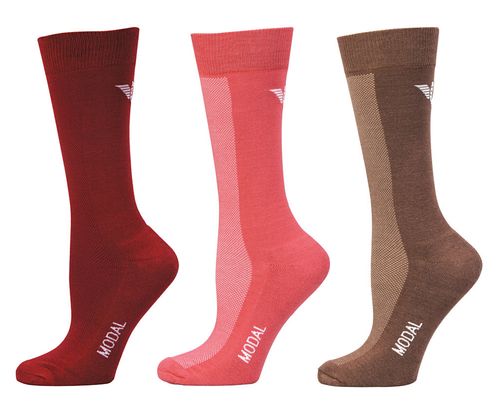 TuffRider Women's Modal Knee High Socks - EC Red/Desert Rose/Chocolate