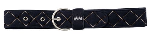 Equine Couture Women's Diamond Quilted Suede Belt W/Diagonal Line - Black/Light Tan