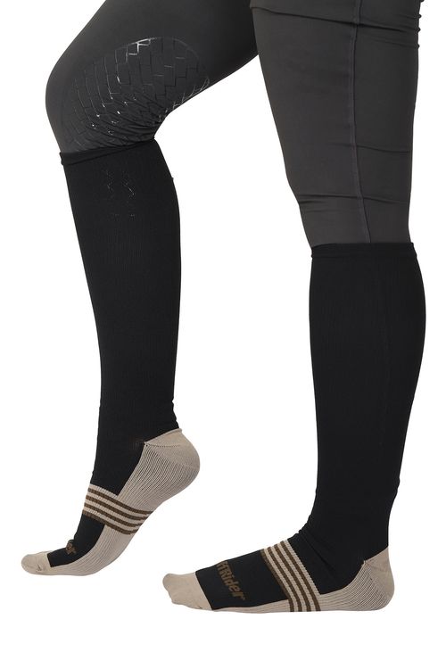 TuffRider Compression Riding Socks - Black/Beige