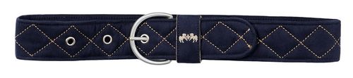 Equine Couture Women's Diamond Quilted Suede Belt W/Diagonal Line - Navy/Safari
