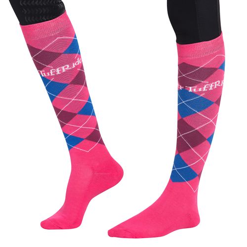 TuffRider Argyle Knee High Socks - Pink/Fuchsia/Royal