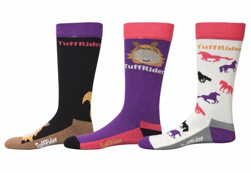 TuffRider Kids' Asher Socks - Black/Purple/White