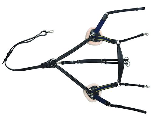 Henri de Rivel Pro 5 Point Elastic Breastplate Martingale w/Running Attachment - Black/Navy