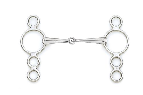 OPEN BOX: Centaur Thin Jointed Pony 3-Ring Gag - 4.5in - Stainless Steel