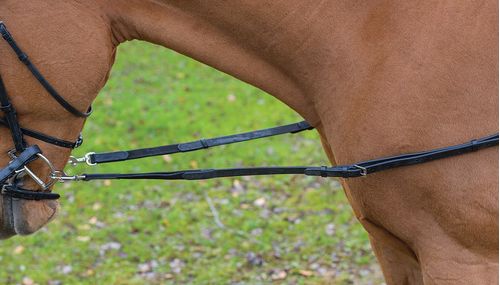 Shires Avignon Leather & Elastic Side Reins - Black
