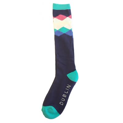 Dublin Women's Diamond Socks - Navy/Pink/Teal