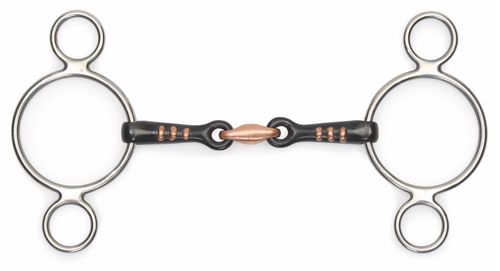 Shires Two Ring Gag w/Raised Ribs - Black Sweet Iron