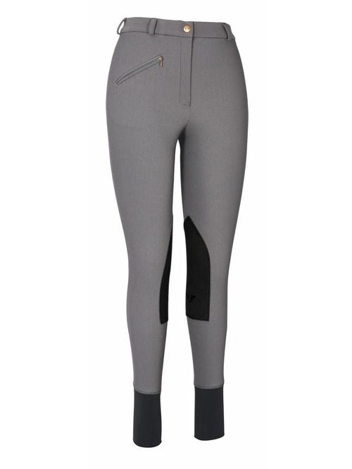 TuffRider Women's Ribb Knee Patch Breeches - Gray