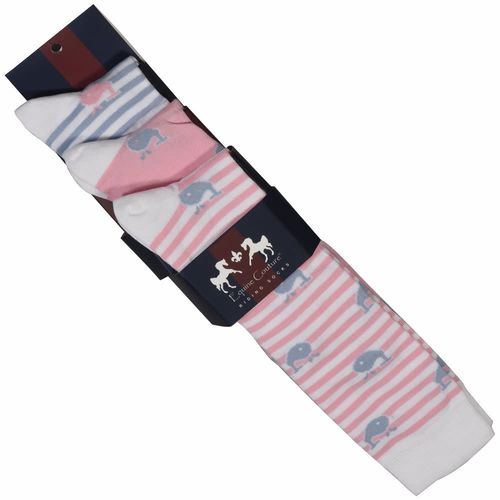 Equine Couture Women's Whales Bamboo Knee Hi Socks - Pink/White Stripe Light Blue/White Stripe Pink