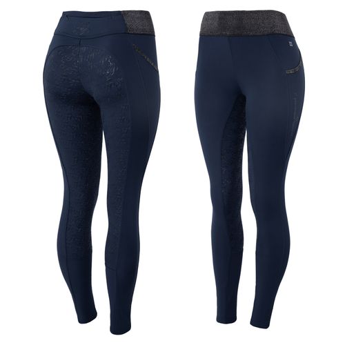Horze Women's Noel Winter Tights w/Black Glitter - Dark Blue