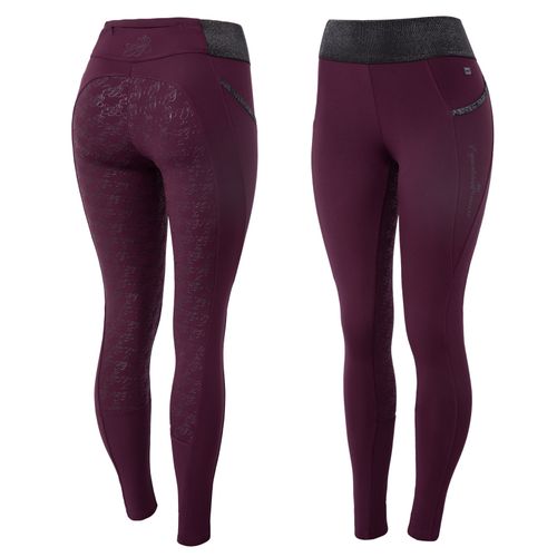 Horze Women's Noel Winter Tights w/Black Glitter - Dark Red