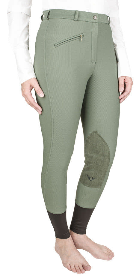 TuffRider Women's Ribb Knee Patch Breeches - Duck Green