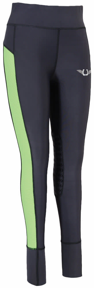 TuffRider Women's Marathon Riding Tights - Charcoal/Neon Green