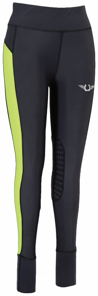 TuffRider Women's Marathon Riding Tights - Charcoal/Neon Yellow