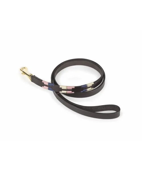 Digby & Fox Drover Polo Dog Lead - Navy/Pink/Natural