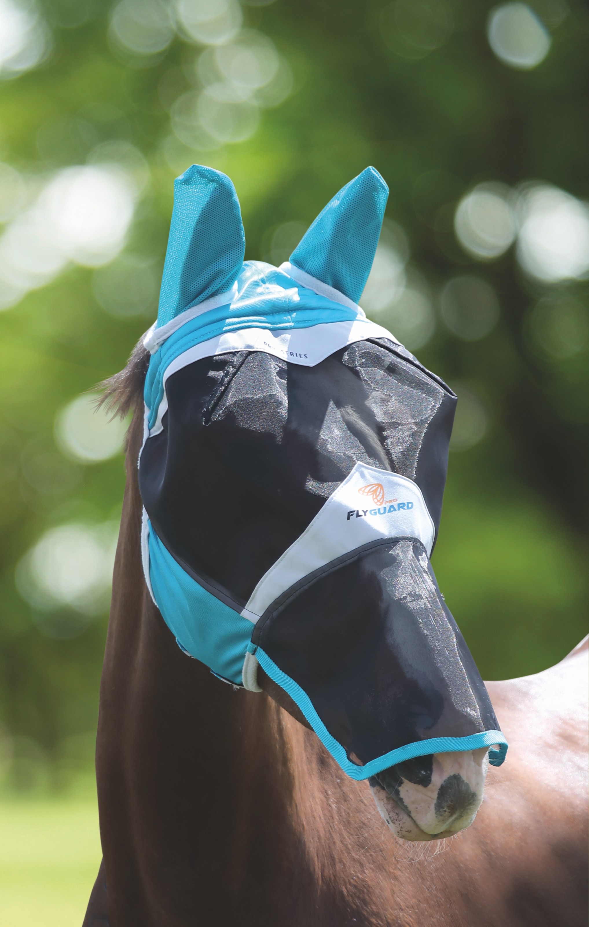 Shires Fine Mesh Fly Mask with Ears & Nose UV Protection Teal or Black 6665 