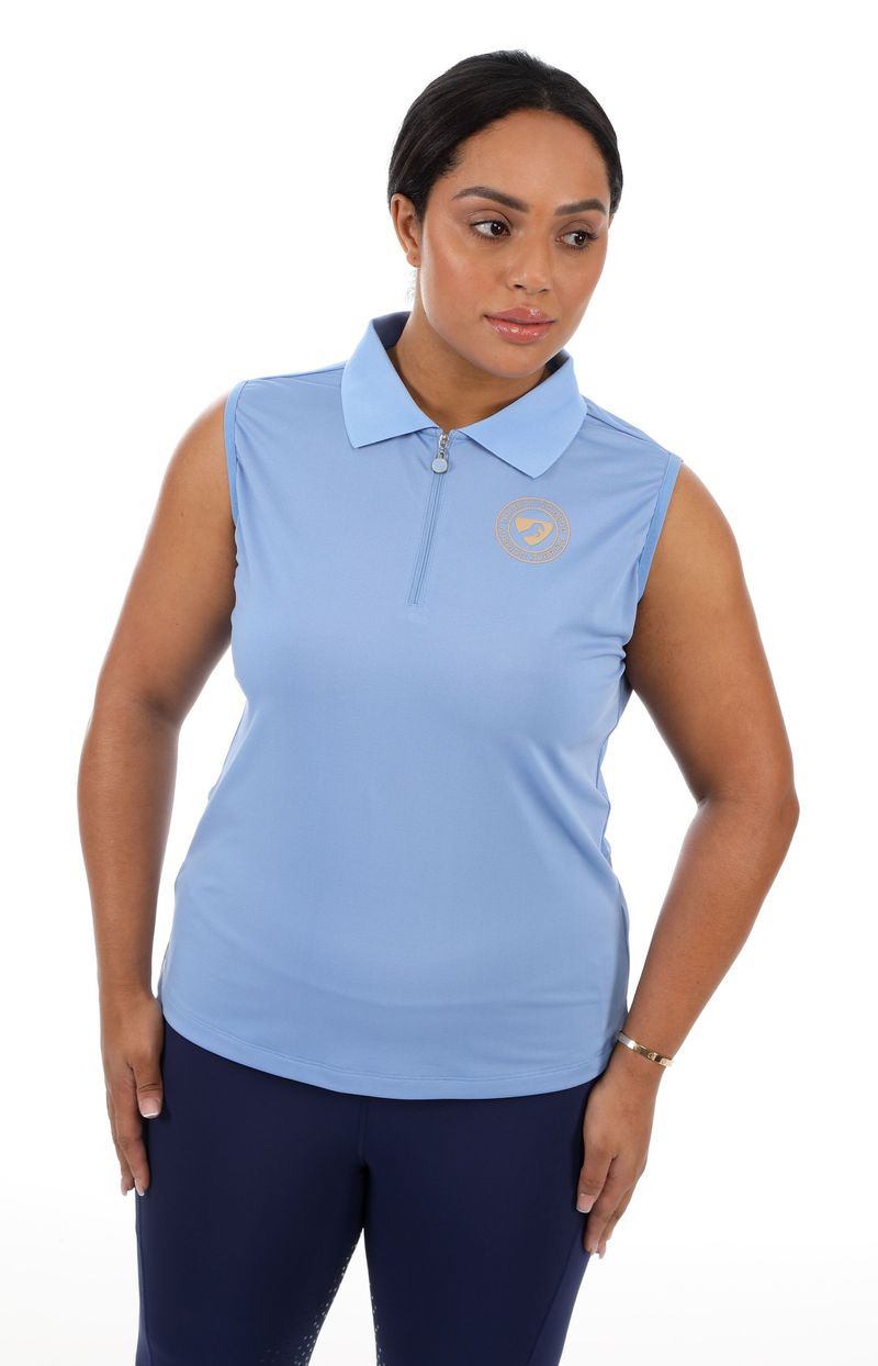 Shires Ladies Aubrion Harrow Sleeveless Polo Shirt in Pink 