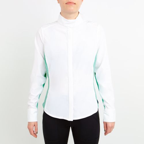 Irideon Women's Athena Long Sleeve Show Shirt - Bright White/Island Green
