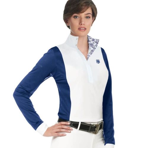 Romfh Women's Schuyler Long Sleeve Snap Shirt - White/Aegean Blue
