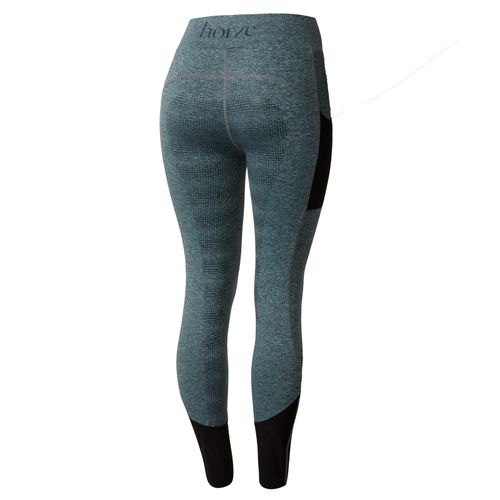 Horze Women's Selena Sporty Riding Tights w/Mesh Lower Leg - Light Blue/Montauk Navy