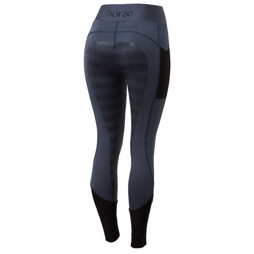 Horze Women's Selena Sporty Riding Tights w/Mesh Lower Leg - Montauk Navy
