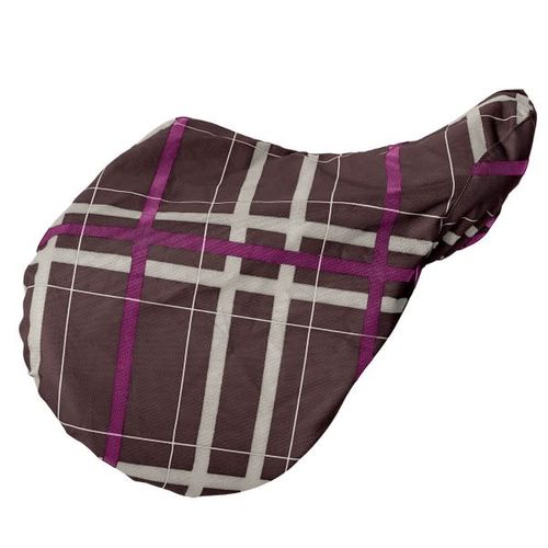 Pessoa Alpine 1200D Saddle Cover - Carob Brown/Fuchsia Plaid