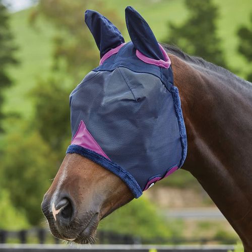 Weatherbeeta Comfitec Deluxe Durable Mesh Mask w/Ears - Navy/Purple