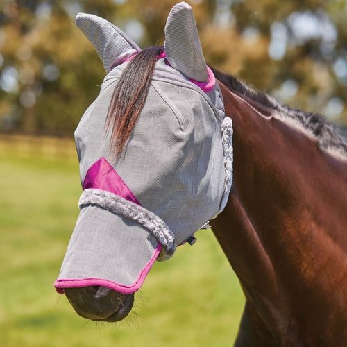 Weatherbeeta Comfitec Deluxe Durable Mesh Mask w/Ears & Nose - Grey/Purple