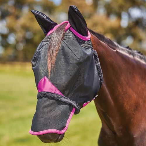 Weatherbeeta Comfitec Deluxe Durable Mesh Mask w/Ears & Nose - Black/Purple