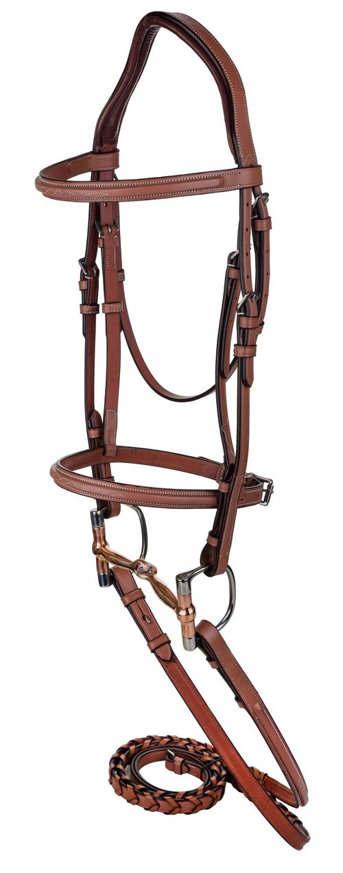 Henri de Rivel Laureate Raised Fancy Stitched Bridle w/Laced Reins - Oakbark