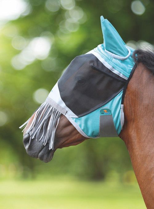 Shires Deluxe Fly Mask w/Nose Fringe - Green