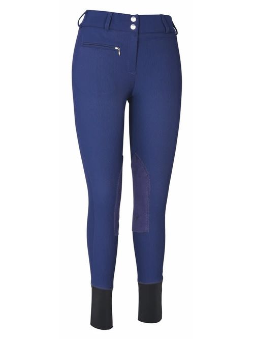 TuffRider Women's Ribb Lowrise Wide Waistband Knee Patch Breeches - Navy