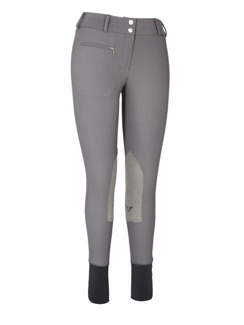 TuffRider Women's Ribb Lowrise Wide Waistband Knee Patch Breeches - Charcoal