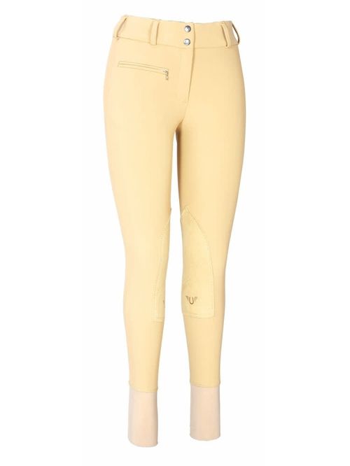 TuffRider Women's Ribb Lowrise Wide Waistband Knee Patch Breeches - Light Tan