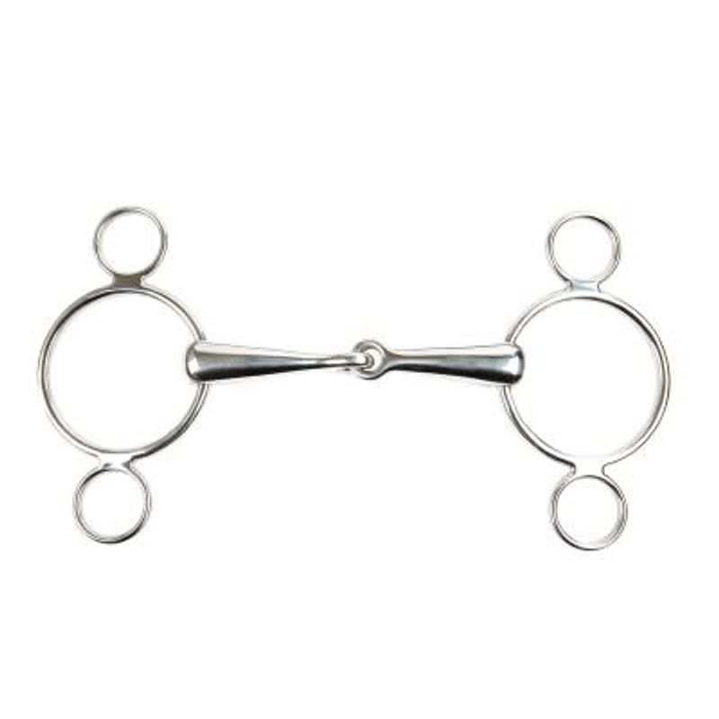 Korsteel Stainless Steel Solid Jointed Mouth 3 Ring Continental Gag Bit