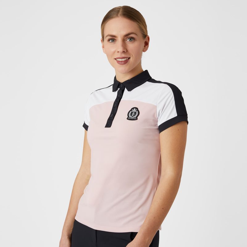 B Vertigo Women s Alessa Performance Polo Shirt Silver Pink