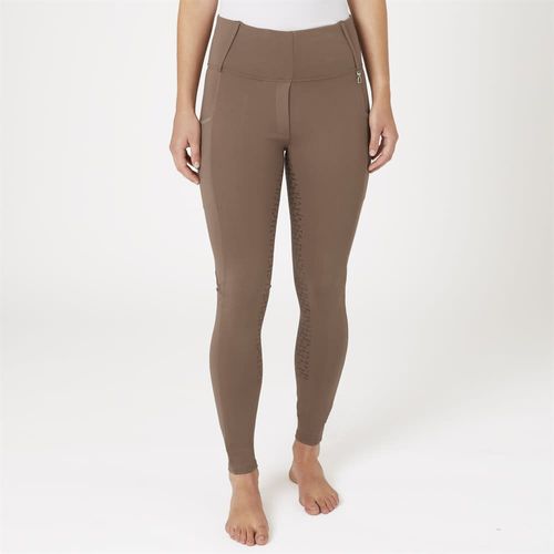 Horze Women's Lucinda High Waist Tights Silicone Full Seat - Cocoa Mocha