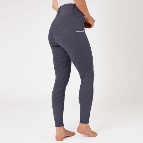 Horze Women's Lucinda High Waist Tights Silicone Full Seat - Blackened Pearl