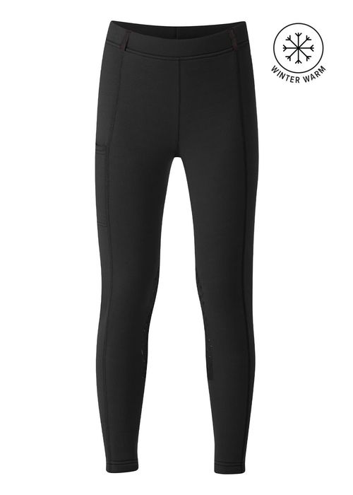 Kerrits Kids' Power Stretch Knee Patch Pocket Tights - Black