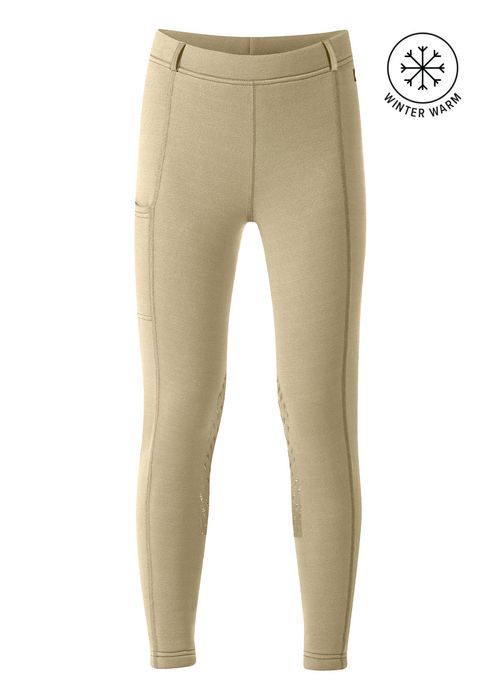 Kerrits Kids' Power Stretch Knee Patch Pocket Tights - Tan