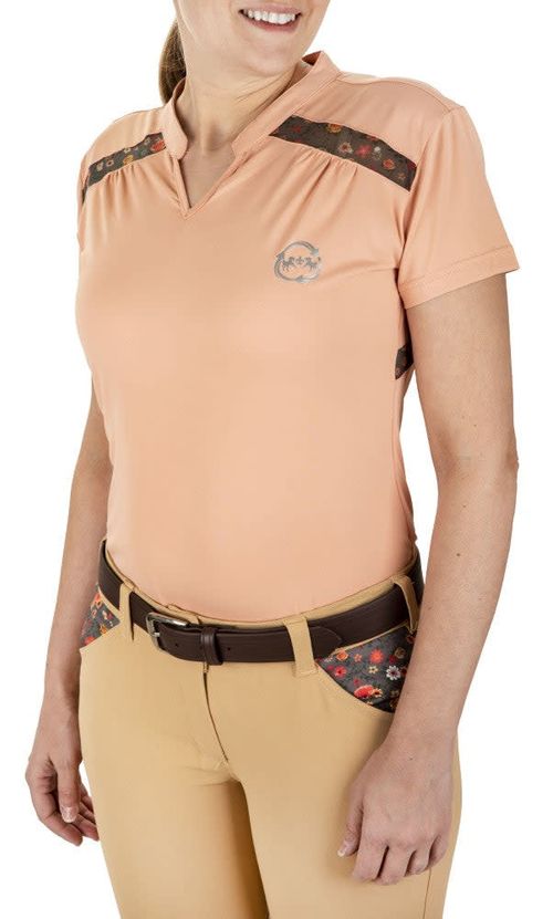Equine Couture Women's EcoRider Thea Short Sleeve Sport Shirt - Pink Sand