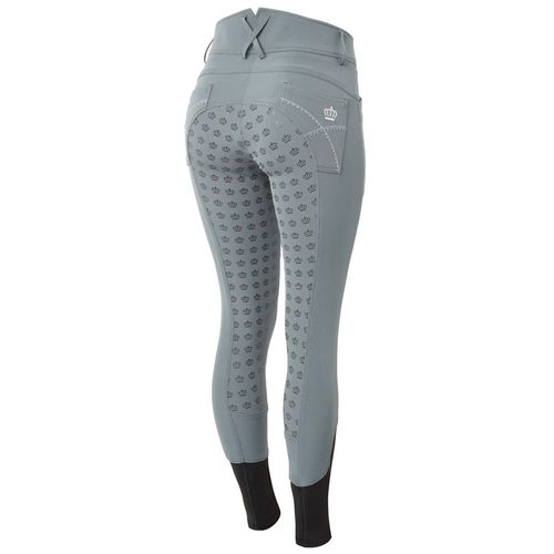 Horze Women's Queenie Silicone Full Seat Breeches w/Crystals - Smoke Blue