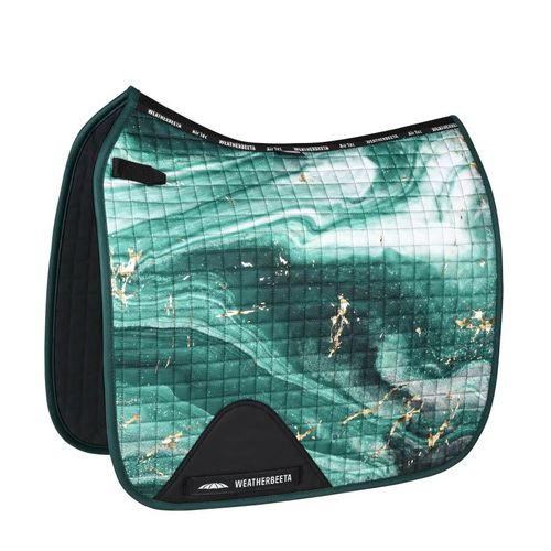 Weatherbeeta Prime Marble Shimmer Dressage Saddle Pad - Green/Gold Swirl Marble